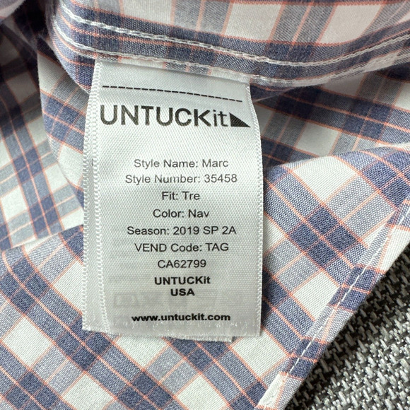 UNTUCKit Shirt Mens‎ XXXL Tall Classic Fit Button up Marc Plaid Blue Casual - Picture 5 of 10